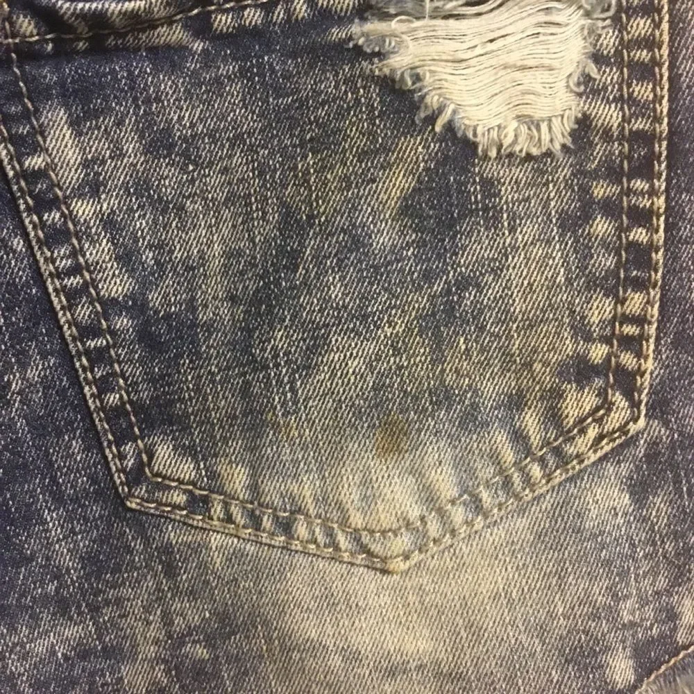 Dollhouse Blue Acid Wash Distressed Jean Denim High waisted Shorts 8